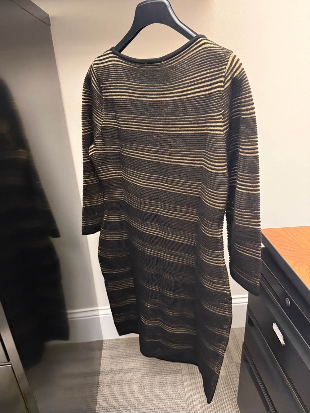 Calvin Klein Metallic Striped Long-Sleeve Knit Dress - Picture 3 of 5